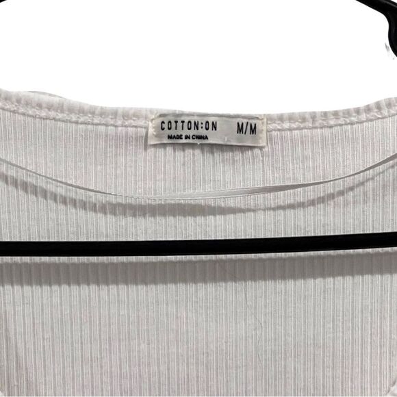 Cotton On White Soft ribbed Long sleeve Crop top Size M - Picture 6 of 6